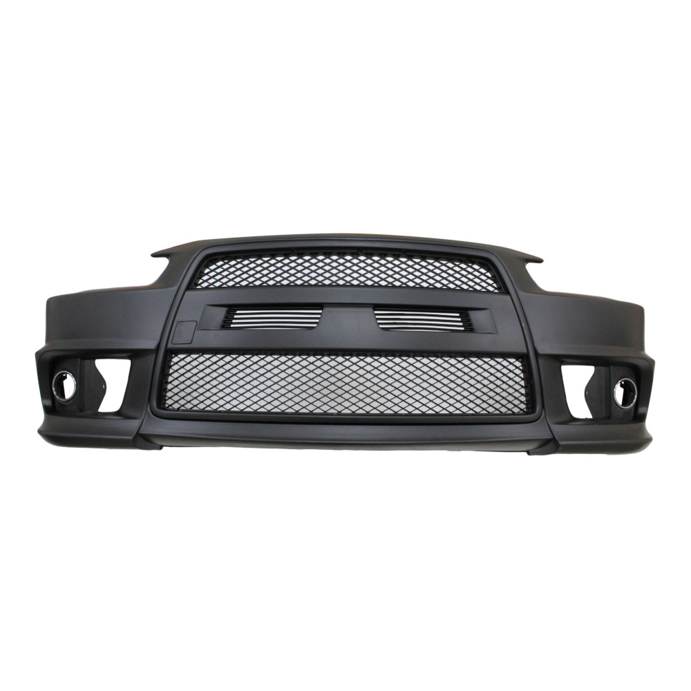 Set bara fata MITSUBISHI LANCER (CY0), 03.07-05.2017, grunduit, de vopsit; type EVO; cu grile inferioare; cu suport numar inmatriculare; cu gauri lampa ceata; TUNING, Sedan,