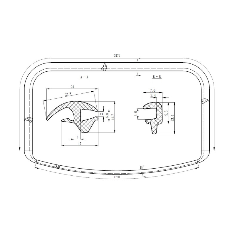 Cheder parbriz CITROEN JUMPER (230/240), 06.1994-08.2006, FIAT DUCATO (230/240), 03.1994-09.2006; PEUGEOT BOXER (230/240), 06.1994-08.2006, polietilena (PE) + synthetic rubber (TPE),