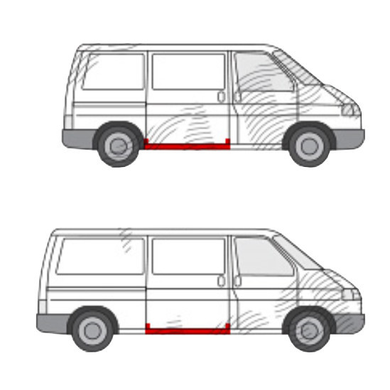 Prag VW Transporter (T4) Caravelle Multivan 07.1990-03.2003 Dreapta sub usa culisanta, metal (pentru modelul scurt si lung), prag din metal