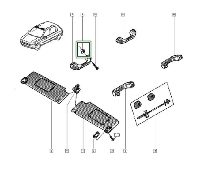 Clips fixare maner interior Dacia Logan, Original, 7703044135