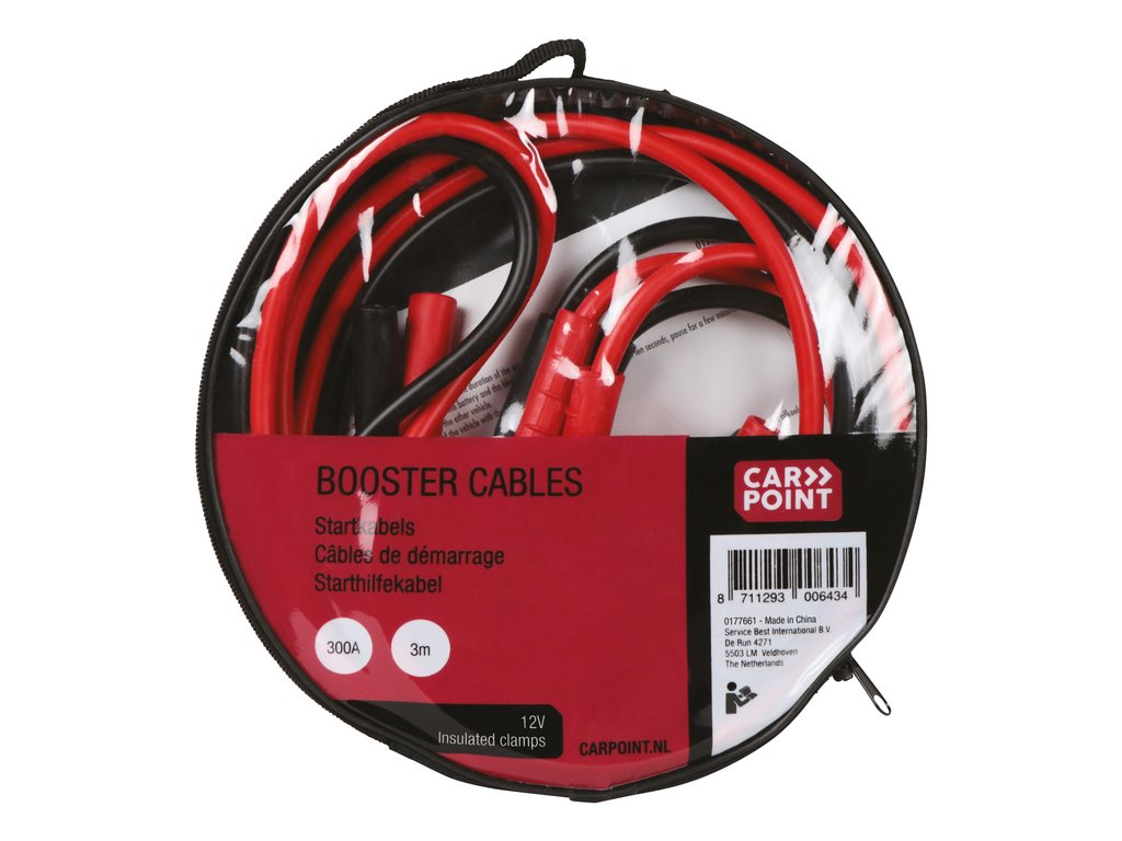 Cabluri transfer curent baterii Carpoint , lungime 3m, 12V , 300A, cleme izolate