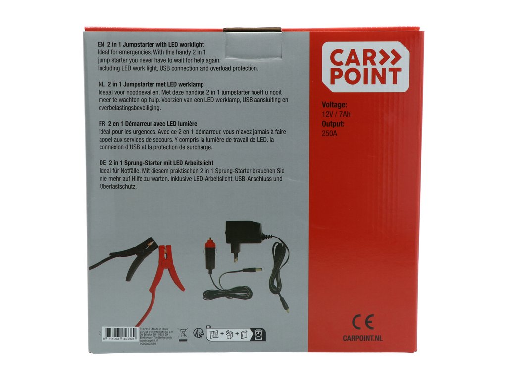 Robot pornire Carpoint 12V 7Ah, starter 250Amp, lanterna LED si sursa curent