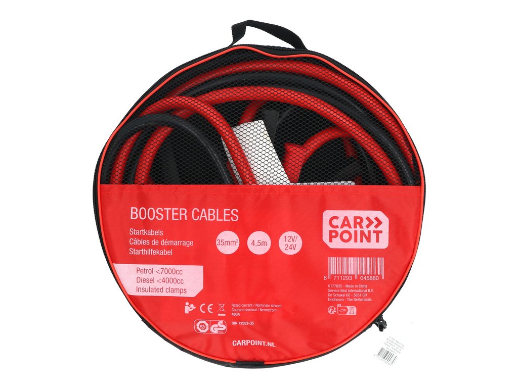 Cabluri transfer curent baterii Carpoint , lungime 4.5m, grosime cablu de pornire 35mm2 , cu clemele izolate