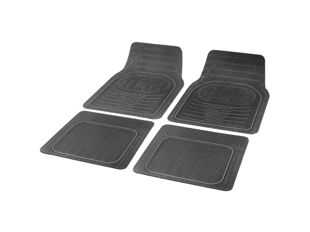 Covorase auto din cauciuc Carpoint universale cu dunga rosie, 4 buc.