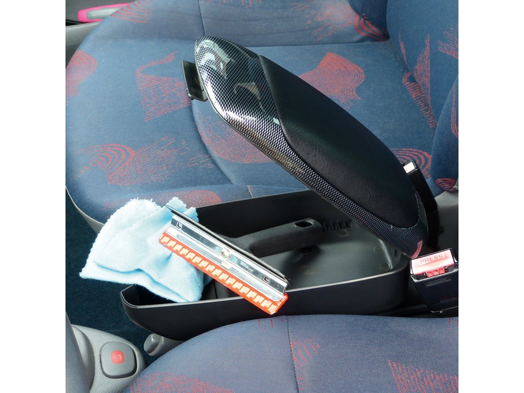 Cotiera auto universala Carpoint Compact neagra cu suport de pahare