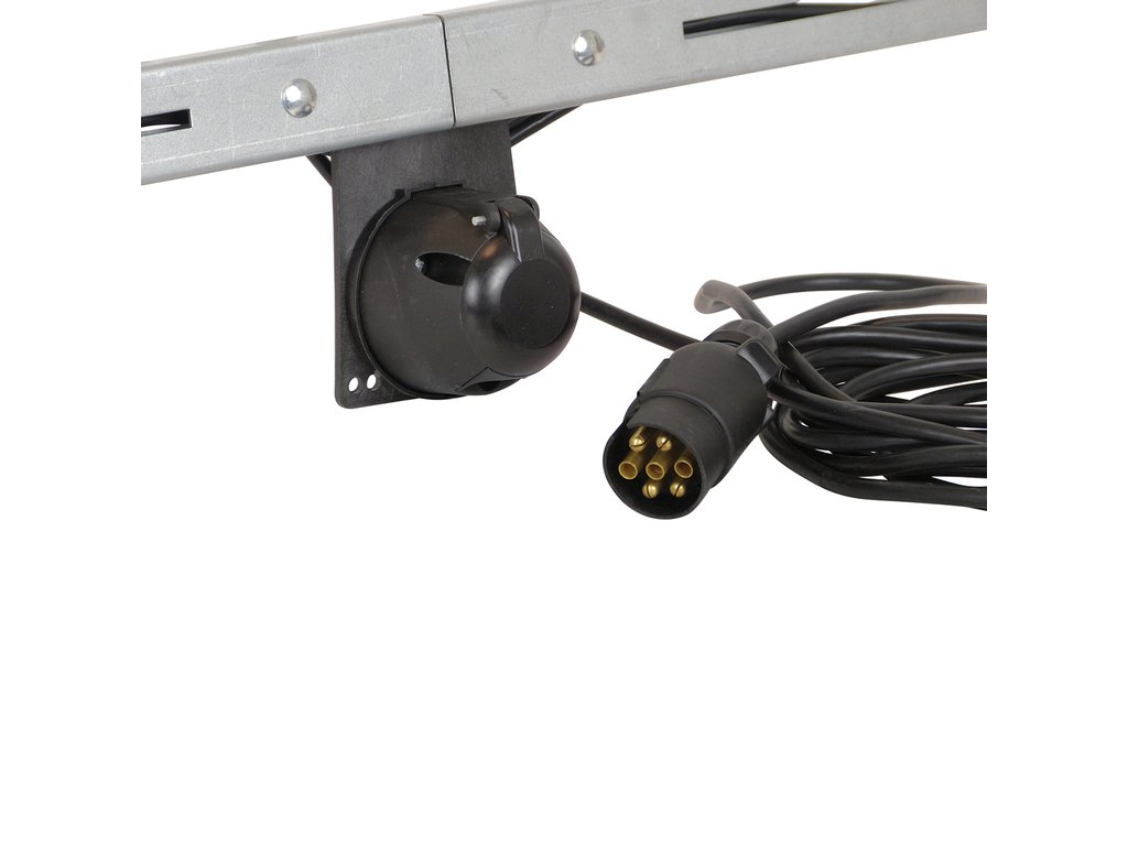 Bara remorca auto Carpoint cu lampi, extensibila 140-210cm, cablu de 7.5m, fisa remorca si lampa ceata , metal