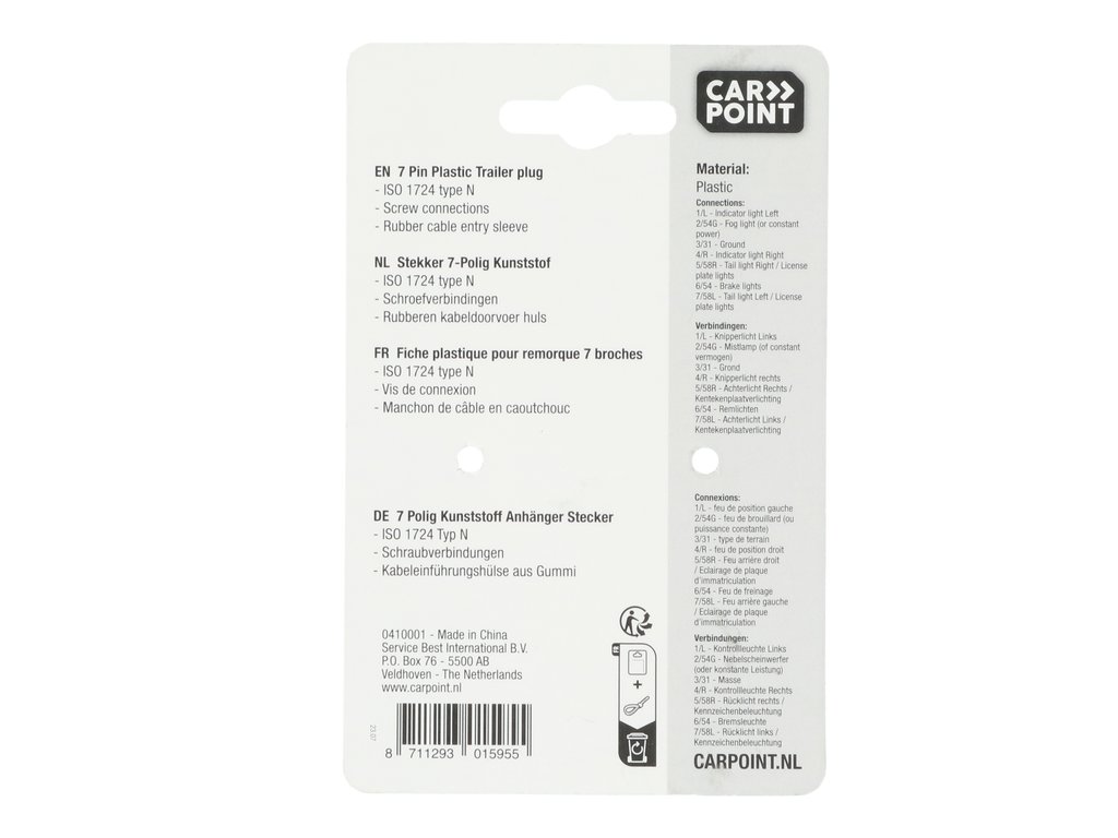 Fisa remorca auto Carpoint 12V 7 pini plastic, 1 buc, blister