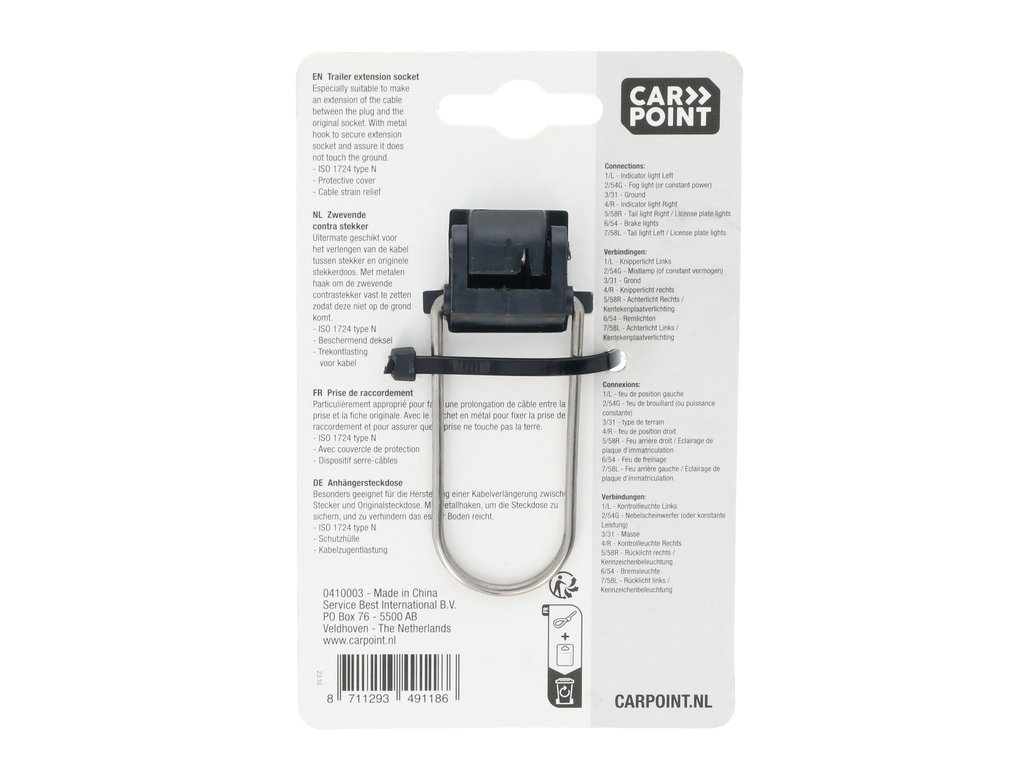 Fisa remorca auto Carpoint 12V 7 pini plastic , extensie cablu remorca, cu suport metalic de fixare, 1 buc