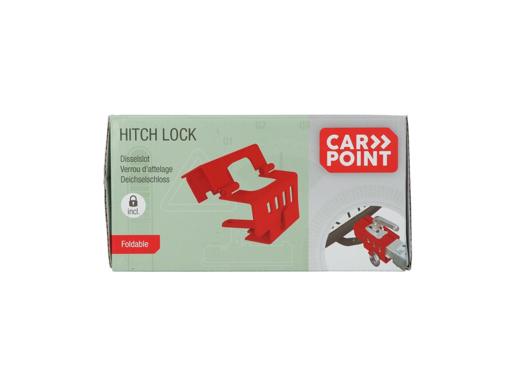 Antifurt cuplaj remorca si rulote Carpoint pliabil cu lacat (cu 2 chei), 410251, rosu