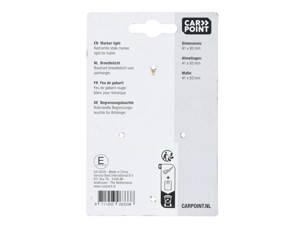 Lampa gabarit auto Carpoint 12V, Rosu- Alb, 12V, T4W, 4W, 95 x 45 x 40 mm