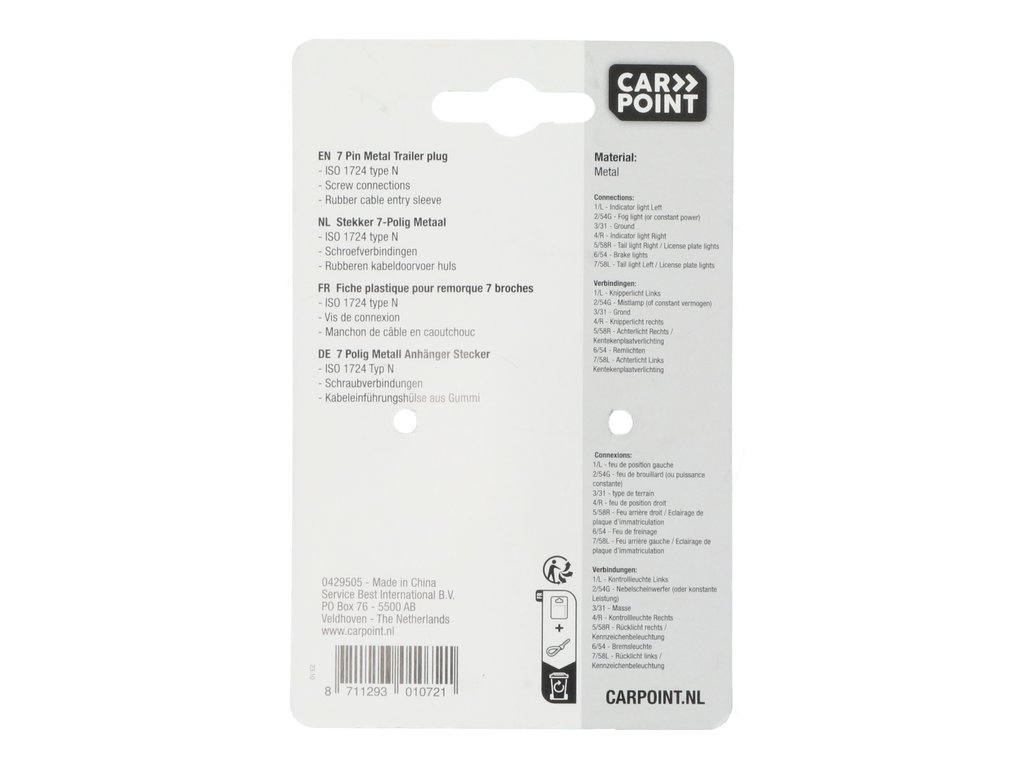 Fisa remorca auto Carpoint 12V 7 pini metal , 1 buc la blister