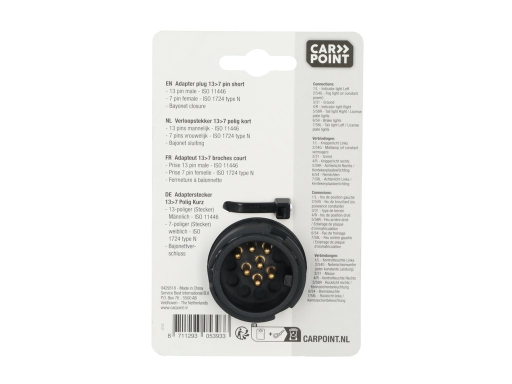 Adaptor priza remorca auto Carpoint plastic de la 13 la 7 pini Model mic