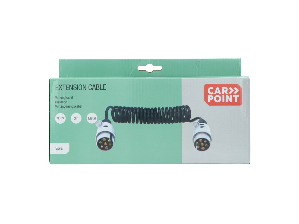 Cablu electric curent Carpoint flexibil pentru remorca cu 7 pini cu fisa metalica si conectie pt lampa ceata