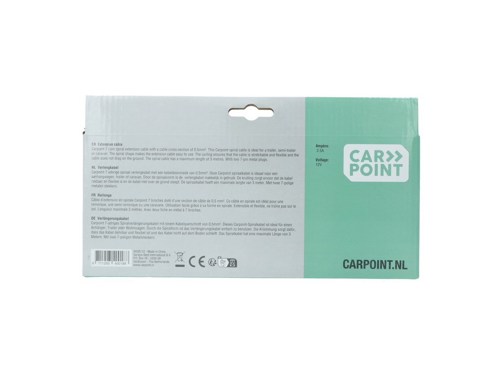 Cablu electric curent Carpoint flexibil pentru remorca cu 7 pini cu fisa metalica si conectie pt lampa ceata