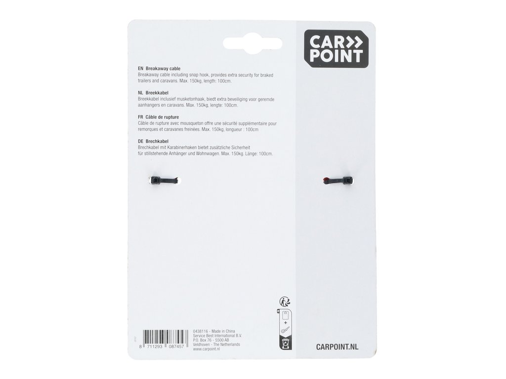 Cablu siguranta remorca auto Carpoint 150kg / 1500N, 100 cm , 1 buc.
