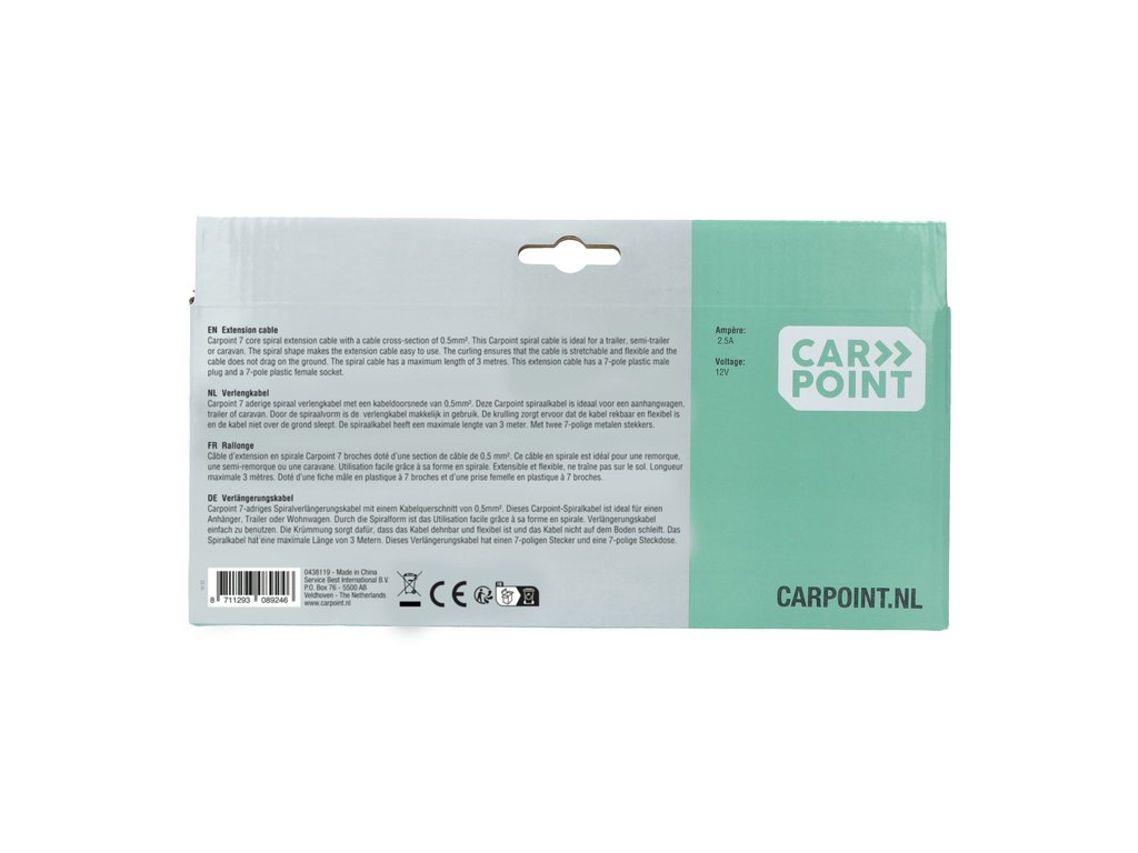 Cablu electric curent Carpoint pentru remorca , 34-70cm, 7 pini cu fisa + priza cu sistem de blocare,