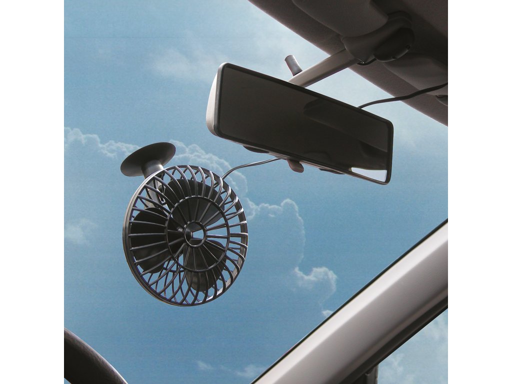 Ventilator auto Carpoint 12V cu rama de plastic , mufa de bricheta si ventuza de fixare