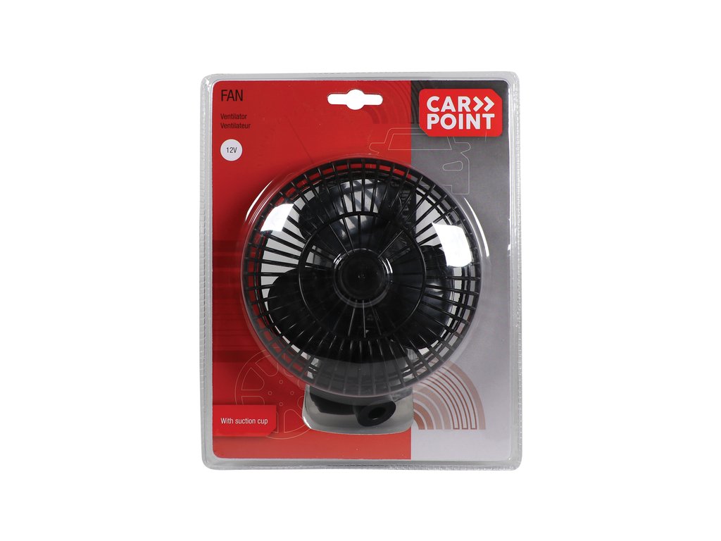Ventilator auto Carpoint 12V cu rama de plastic , mufa de bricheta si ventuza de fixare