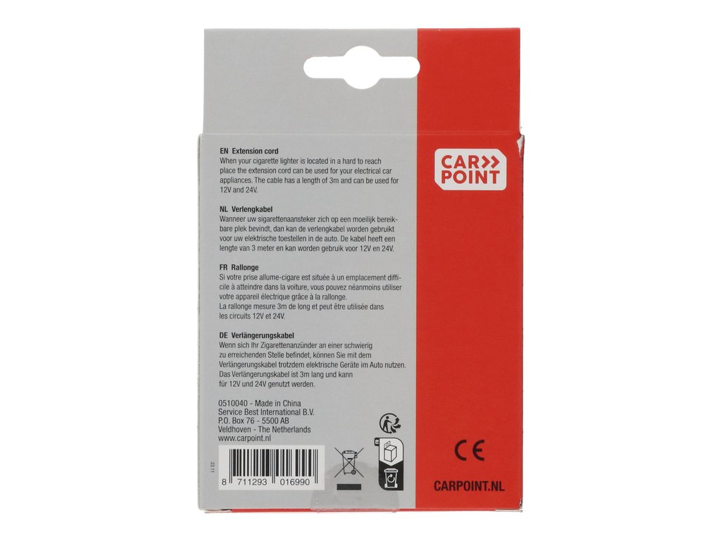 Prelungitor bricheta auto Carpoint 12/24V 5A cu cablu de 3 metri