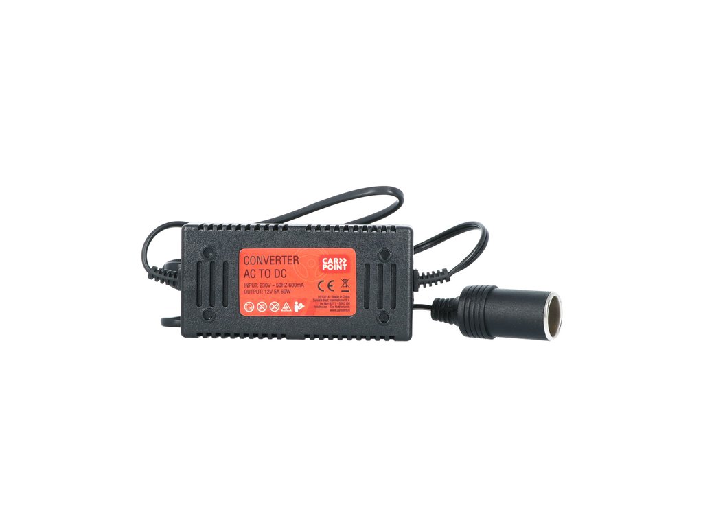 Adaptor 220V-12V bricheta auto, Invertor de tensiune auto Carpoint 230V-12V , 60W, max 5A , transformator, convertor Adaptor 220V-12V bricheta auto, Invertor de tensiune auto Carpoint 230V-12V , 60W, max 5A , transformator, convertor