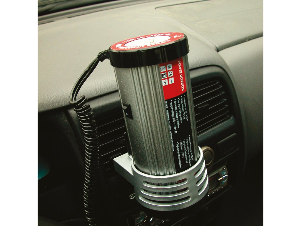 Invertor de tensiune auto Carpoint 12V-230V 150W 50-60Hz model rotund cu protectie supra-sarcina baterie descarcata supravoltaj scurt-circuit temperatura ridicata