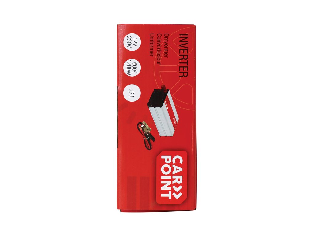 Invertor de tensiune auto Carpoint 12V-230V 600W 50Hz cu protectii la supra-sarcina , scurt-circuit, Port USB