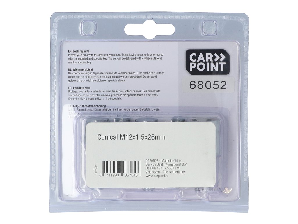 Set prezoane auto antifurt Carpoint tip B , M12x1,5x26mm conic pentru Bmw Ford Dacia Opel Renault Seat