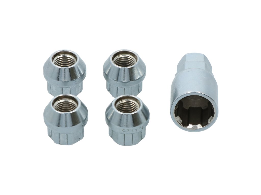 Set piulite auto antifurt Carpoint tip E , M12 x 1,25 conic, Daewoo Nissan Opel Subaru Suzuki