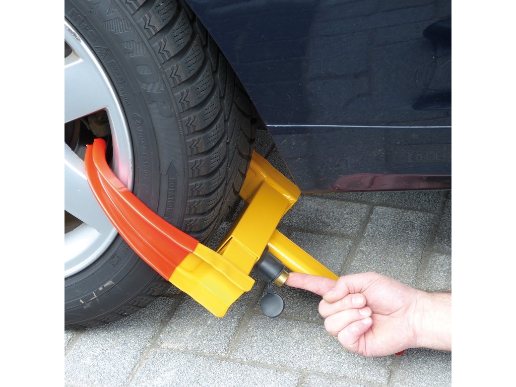 Antifurt roata Carpoint, Blocaj roata cu cheie si 2 gheare, pentru jante cu latimea de maxim 275mm
