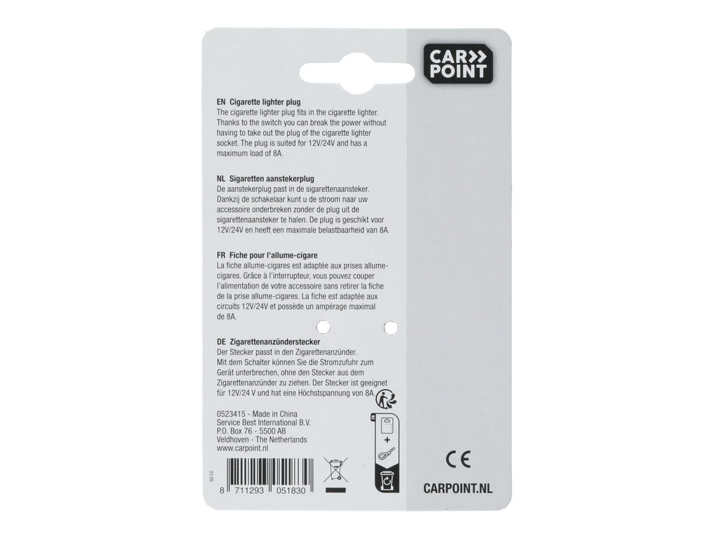 Mufa Bricheta auto Carpoint 12V cu Siguranta de 8 amp, cu intrerupator, 1 buc.