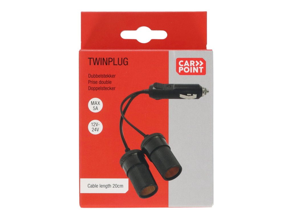 Priza auto dubla Carpoint cu 2 iesiri separate 2 x 12 V max. 8A, cablu de 11cm si fisa bricheta