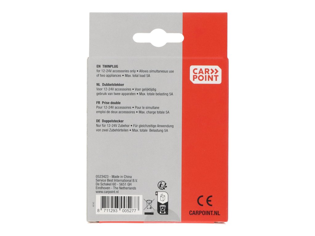 Priza auto dubla Carpoint cu 2 iesiri separate 2 x 12 V max. 8A, cablu de 11cm si fisa bricheta