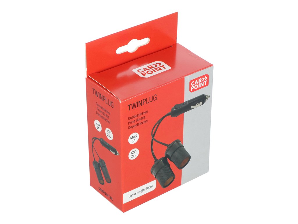 Priza auto dubla Carpoint cu 2 iesiri separate 2 x 12 V max. 8A, cablu de 11cm si fisa bricheta
