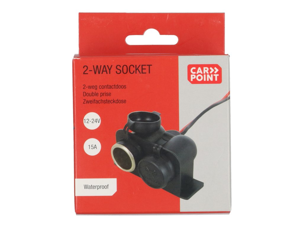 Priza auto dubla Carpoint 12-24V max. 15A suplimentara cu cablu de 15cm., 1 buc.