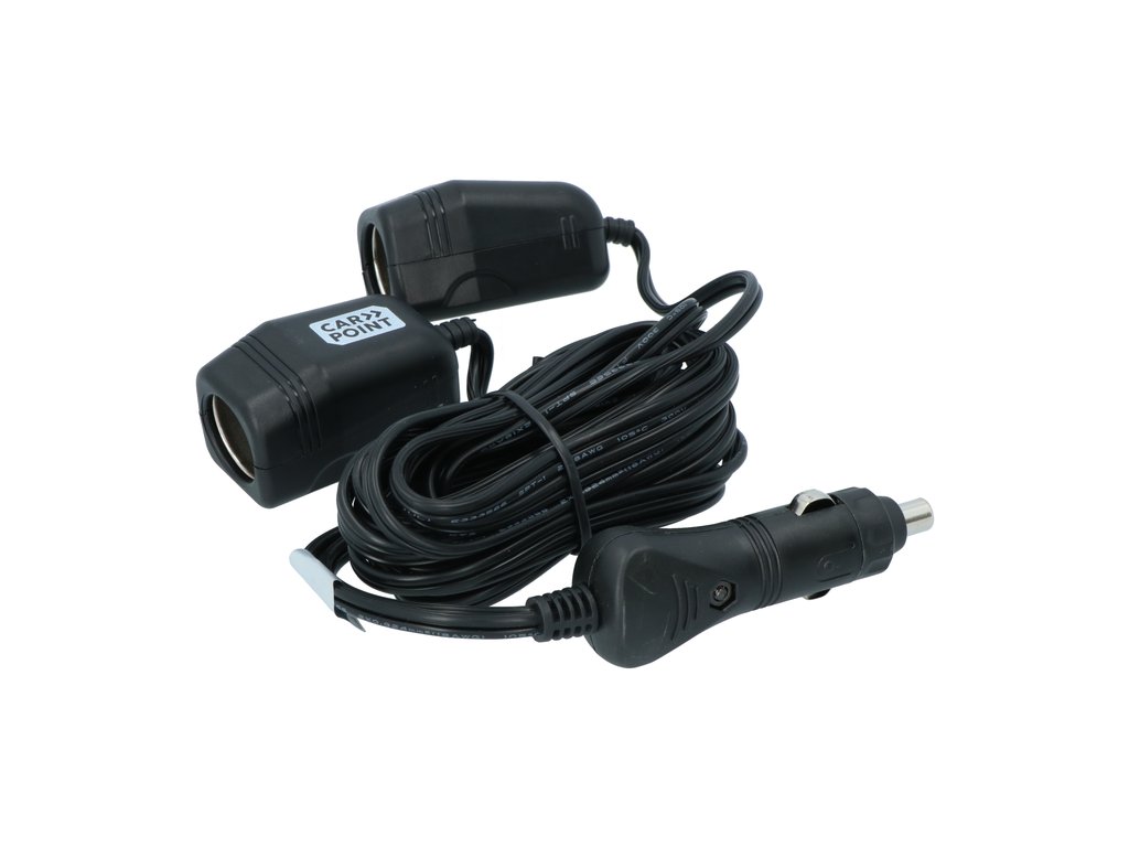 Priza auto dubla Carpoint 12V 10A cu 2 iesiri separate cu cablu de 2 metri