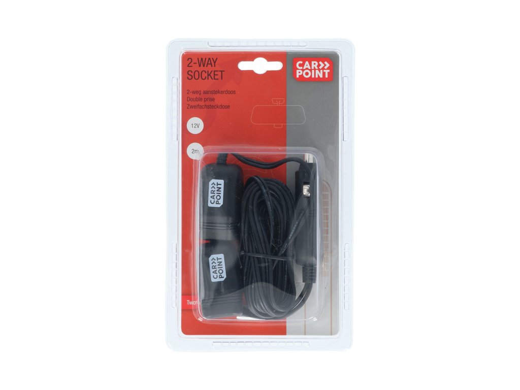 Priza auto dubla Carpoint 12V 10A cu 2 iesiri separate cu cablu de 2 metri