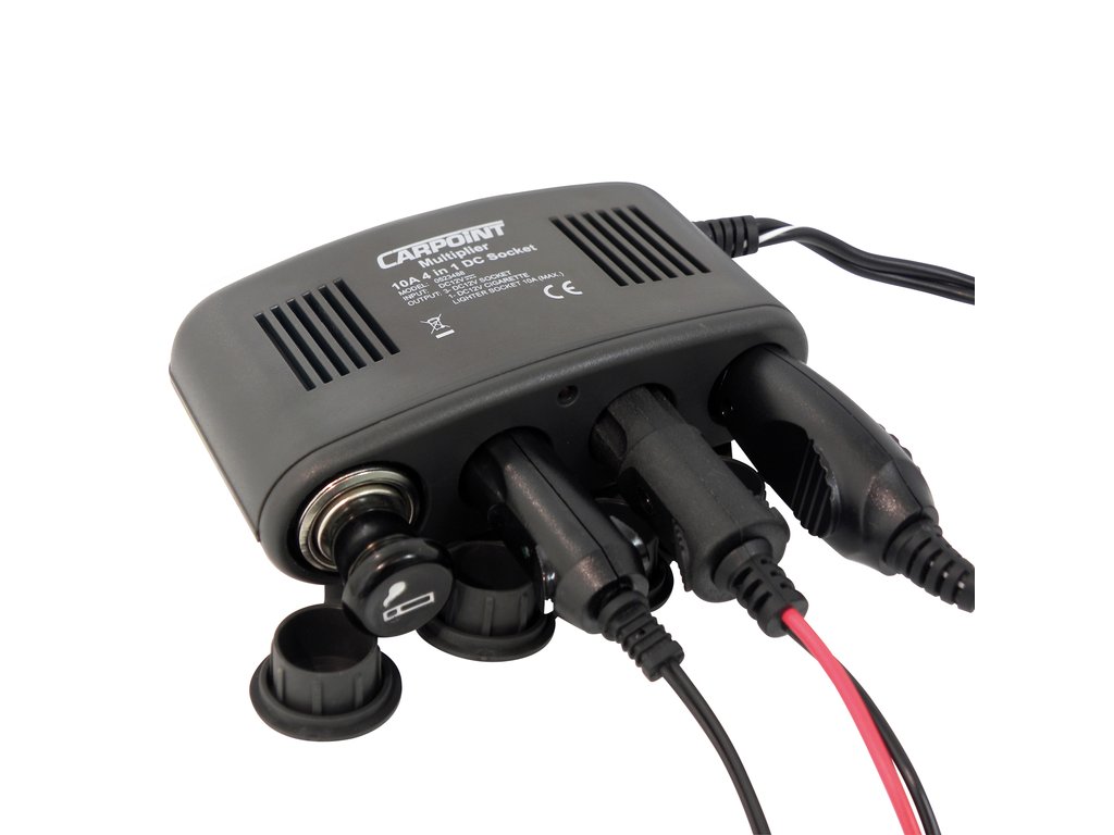 Priza auto multipla Carpoint cu 4 iesiri de 12V, max 10A, cablu de 125cm