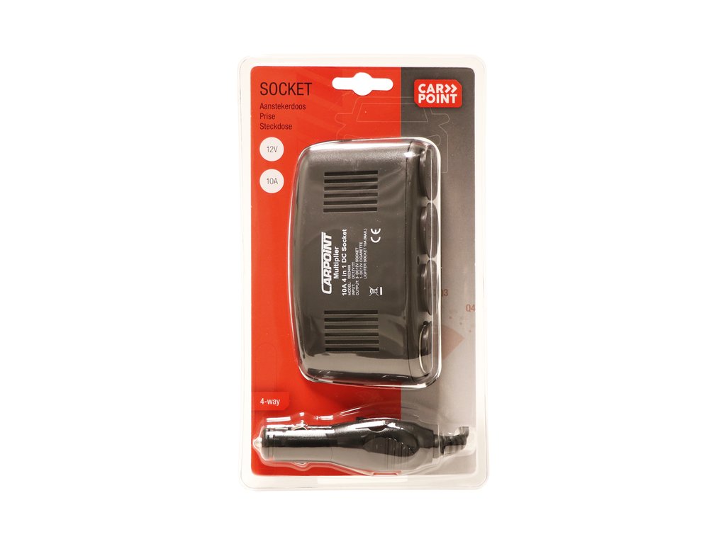 Priza auto multipla Carpoint cu 4 iesiri de 12V, max 10A, cablu de 125cm