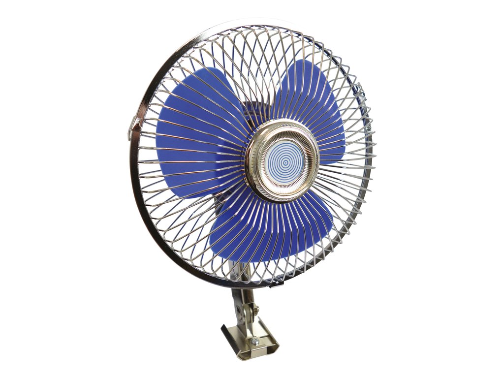 Ventilator auto Carpoint 24V cu rama metalica , oscilant , fixare cu suruburi, diametru 15.30 cm