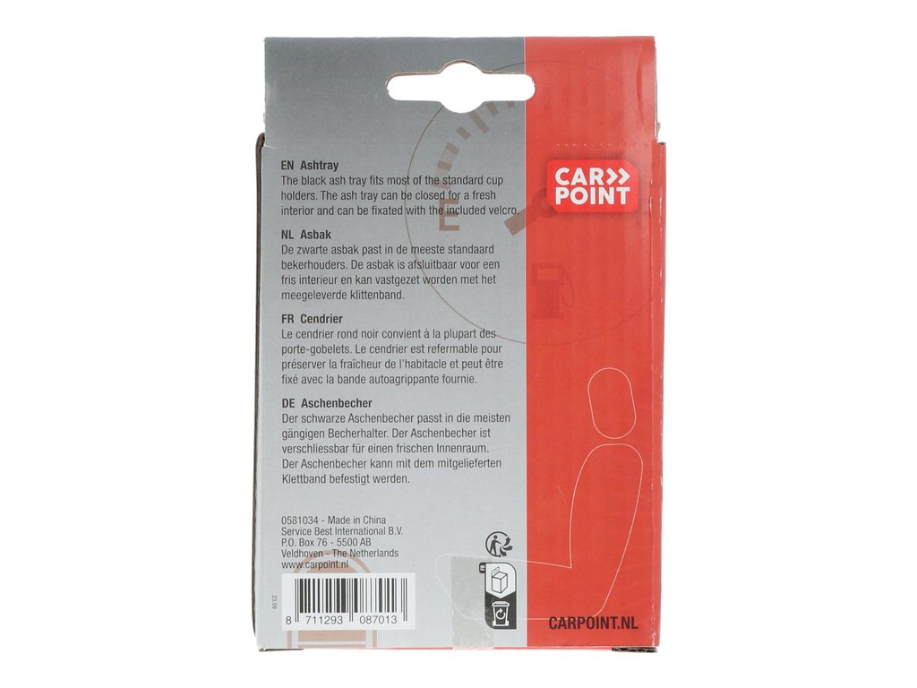 Scrumiera auto suplimentara Carpoint fixare cu banda velcro in suportul de pahar