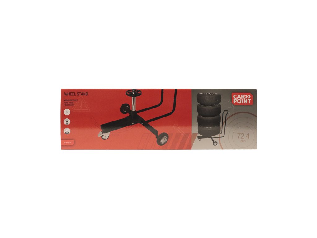Stand de aluminiu Carpoint cu roti pentru depozitare rotii : anvelope cu jante (pentru jante de pana la 18 inches si latime max. 265 mm)