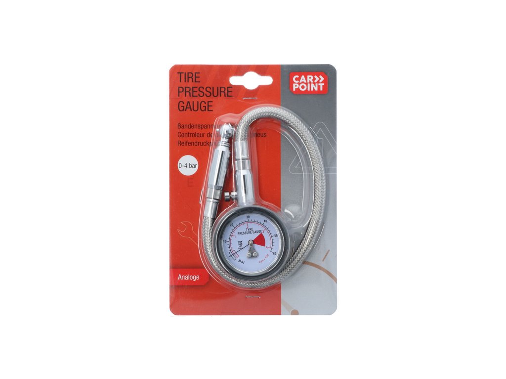 Manometru presiune aer Carpoint Profesional 4 bar, ceas de 60 mm , lungime furtun 400 mm