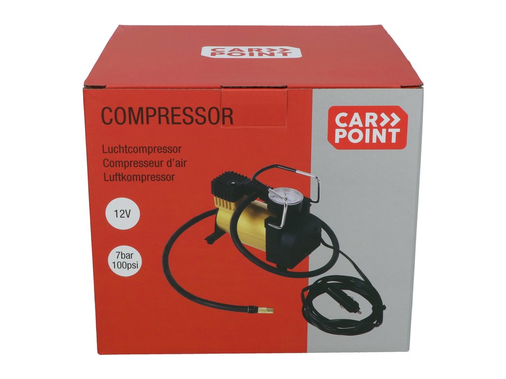 Compresor auto Carpoint ''BIG'' 12V 100psi/7bar max 14A 35l/m cu manometru si adaptori