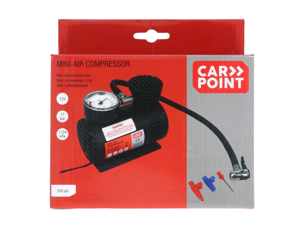 Compresor auto Carpoint 12V 16bari cu fisa bricheta si adaptori