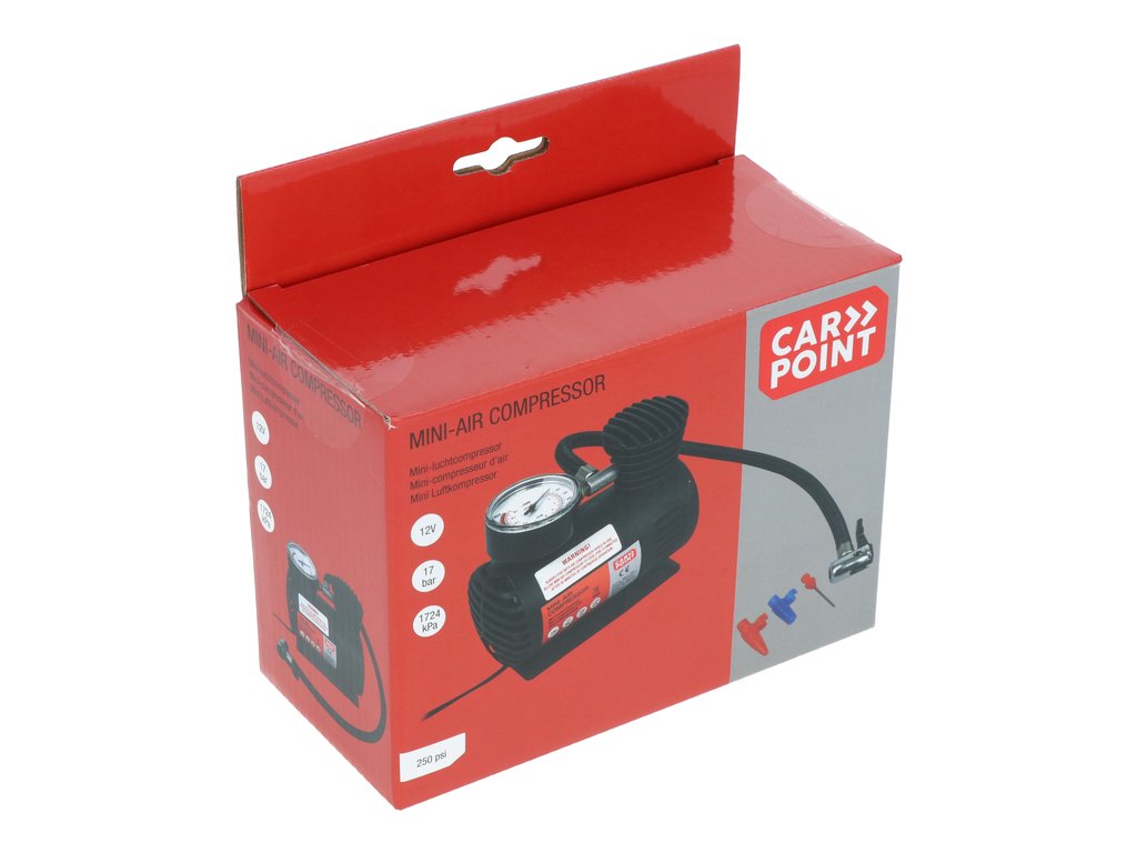 Compresor auto Carpoint 12V 16bari cu fisa bricheta si adaptori