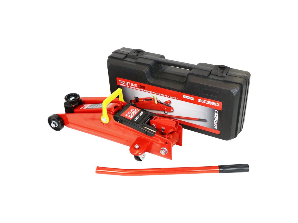 Cric hidraulic tip crocodil Carpoint 2000 kg pe roti cu deschidere maxima de 13-35 cm