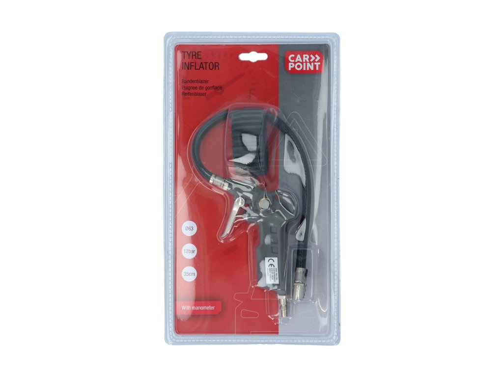 Pistol de umflat Carpoint cu manometru 12 bar, ceas de 63mm