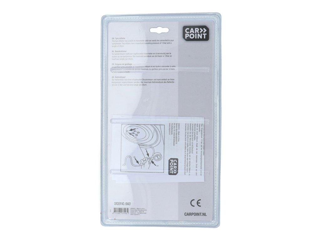 Pistol de umflat Carpoint cu manometru 12 bar, ceas de 63mm
