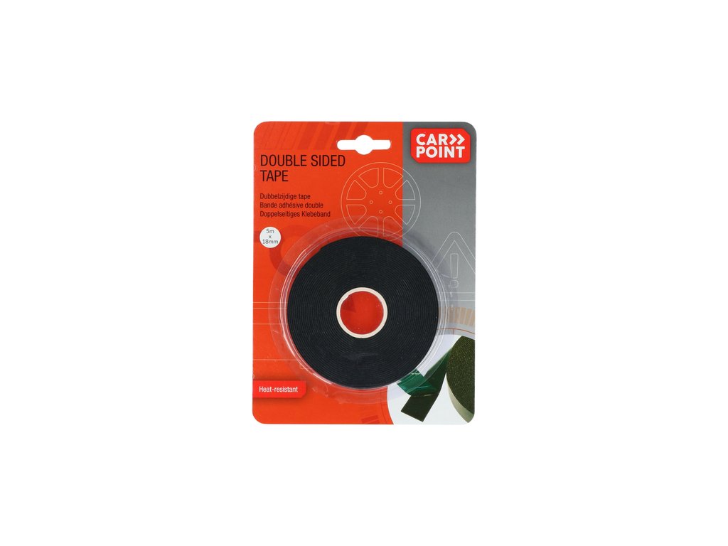Banda dublu adeziva Carpoint 5m x 18mm , rezistenta la caldura , 1 buc.