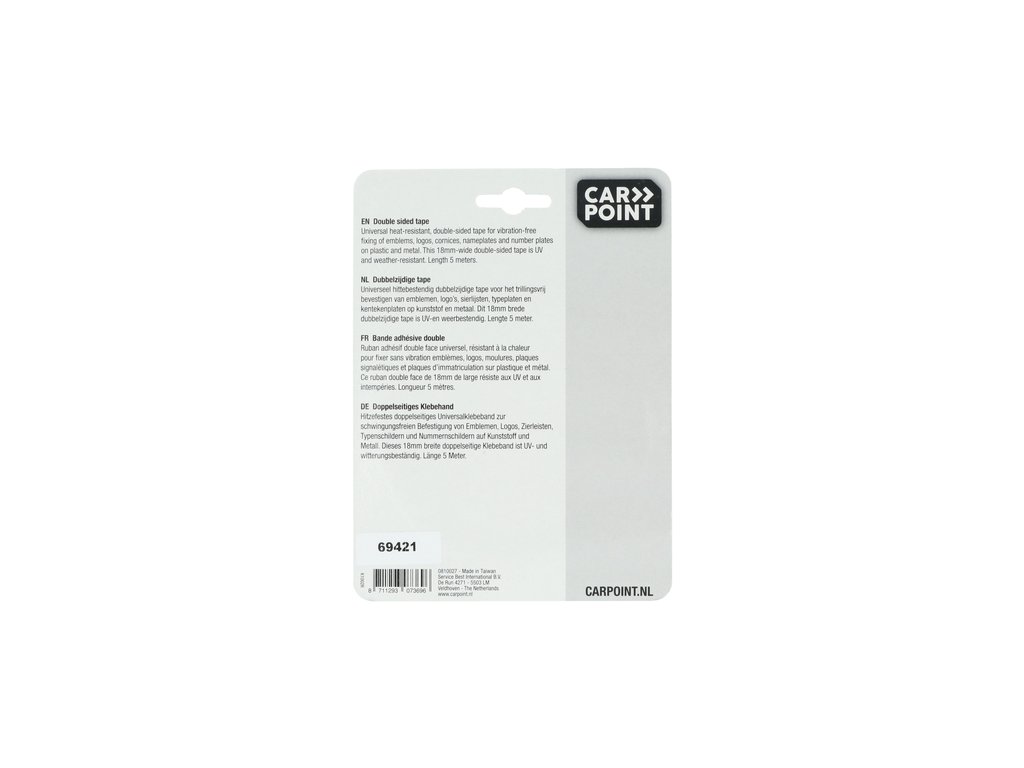 Banda dublu adeziva Carpoint 5m x 18mm , rezistenta la caldura , 1 buc.